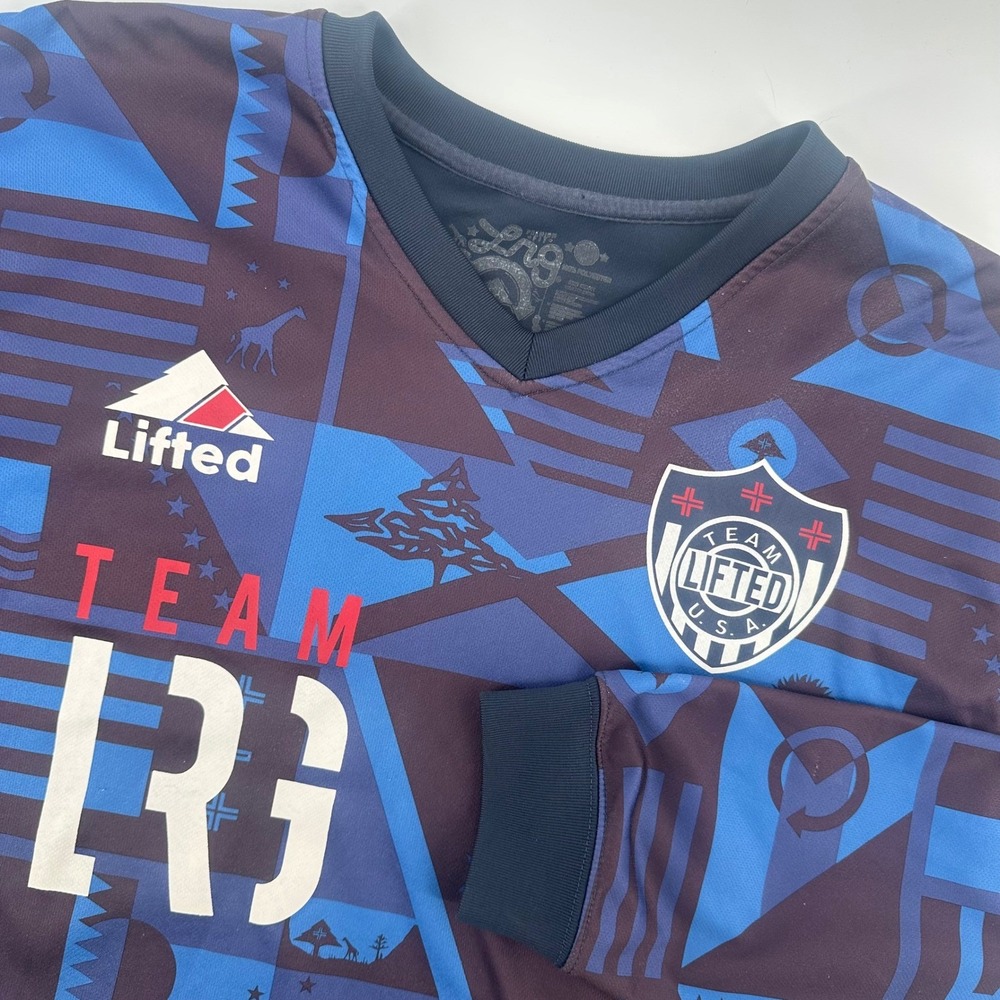 LRG Team Lifted Soccer Jersey Mens Large Blue Purple L141093QX Long Sleeve
